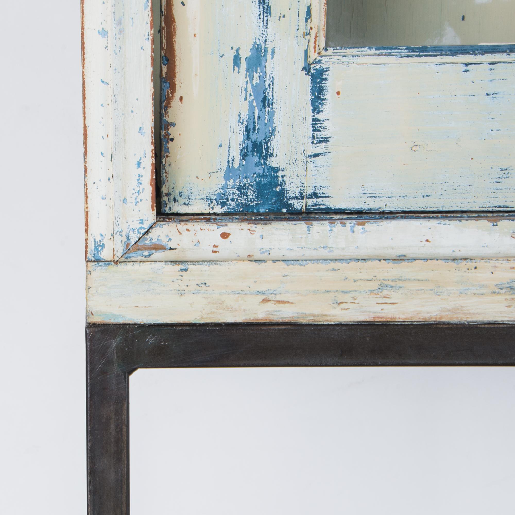 1920s Wooden Vitrine with Vintage Patina on Stand In Good Condition In High Point, NC