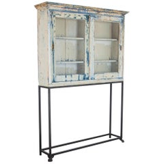 1920s Wooden Vitrine with Antique Patina on Stand