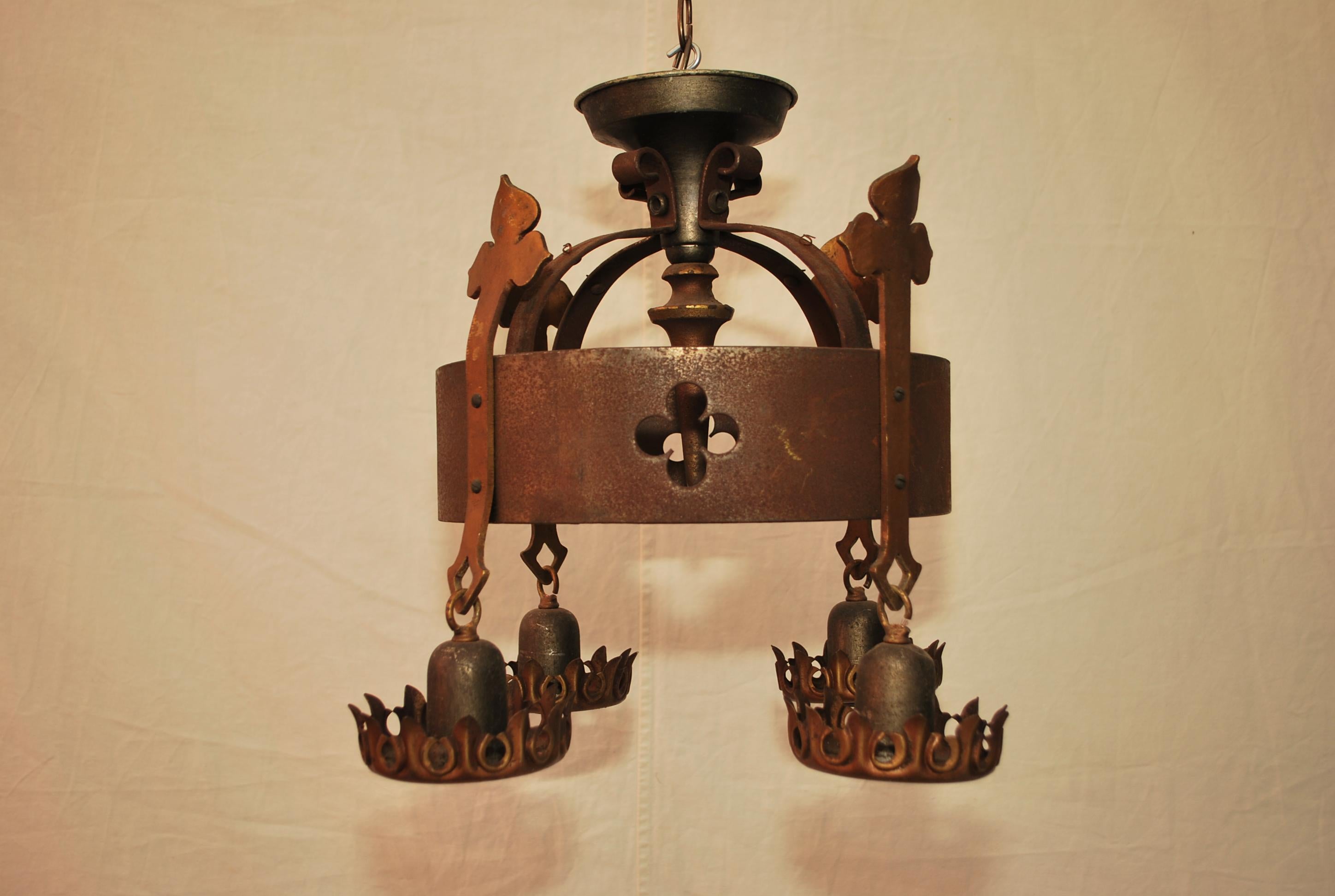 1920's wrought iron flush mount  light For Sale 1