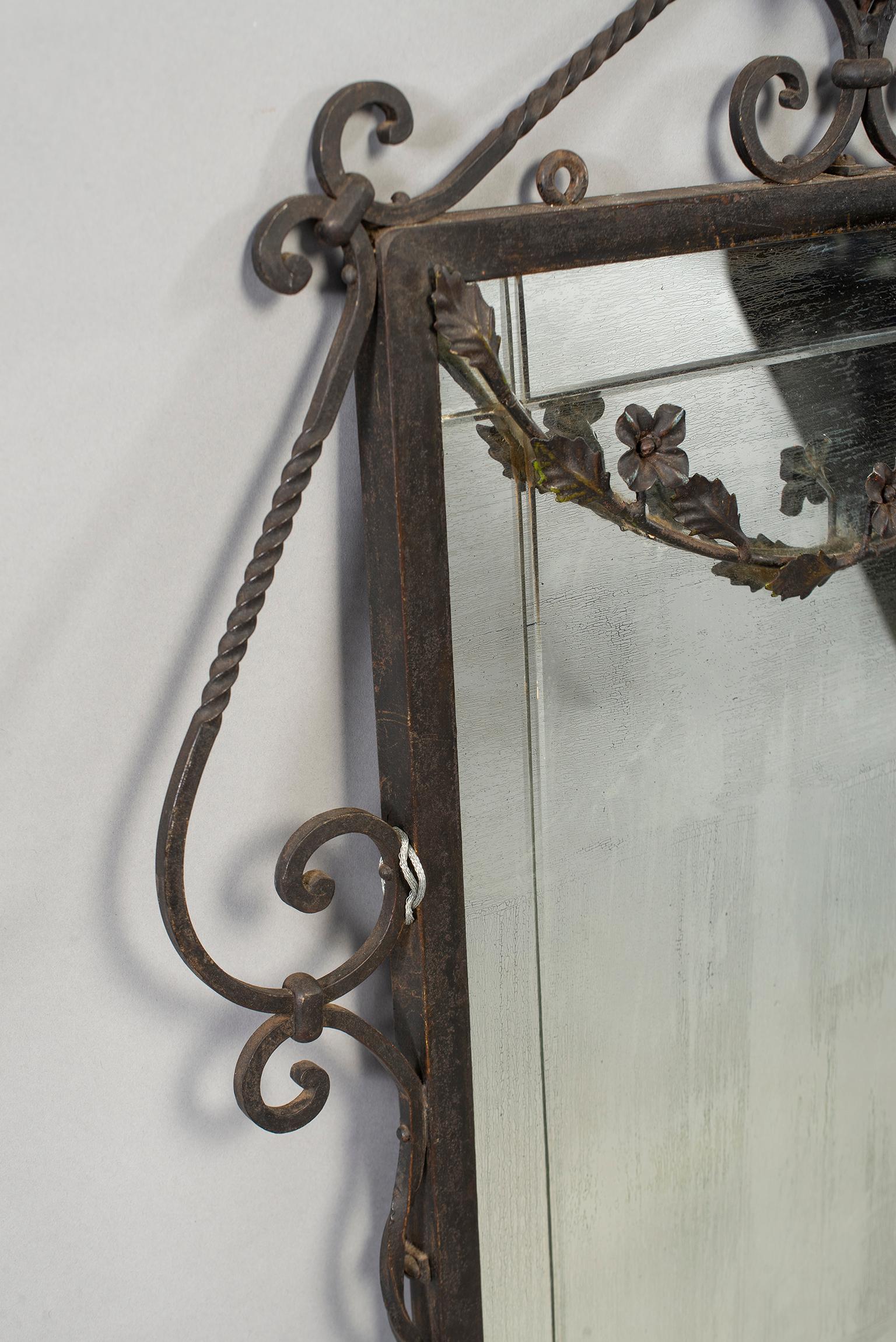 1920s Wrought Iron Framed Mirror 1