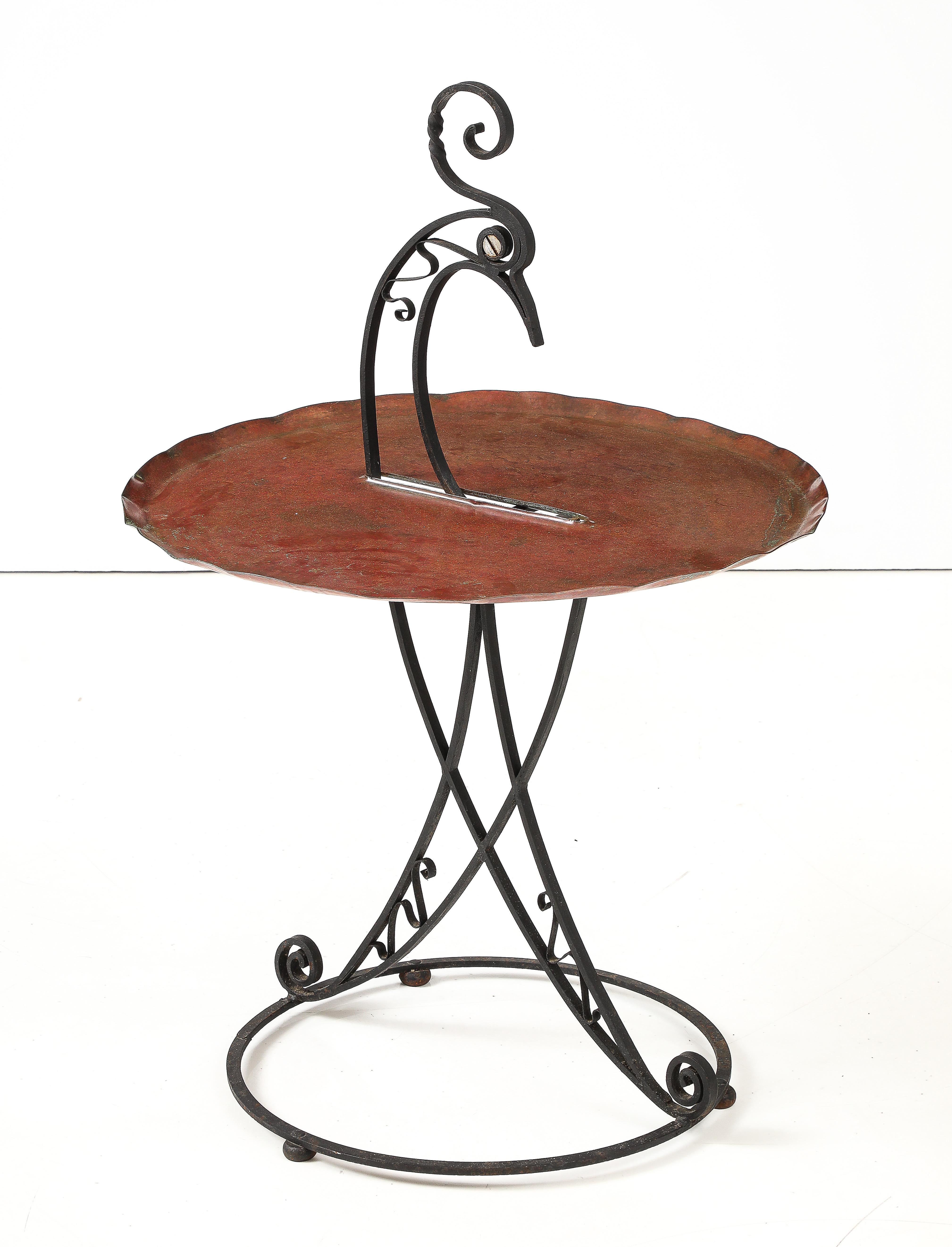 Copper 1920's wrought iron occasional table For Sale