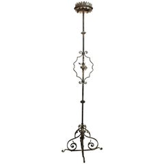 Antique 1920s Wrought Iron Standing Candleholder