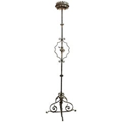 1920s Wrought Iron Standing Candleholder