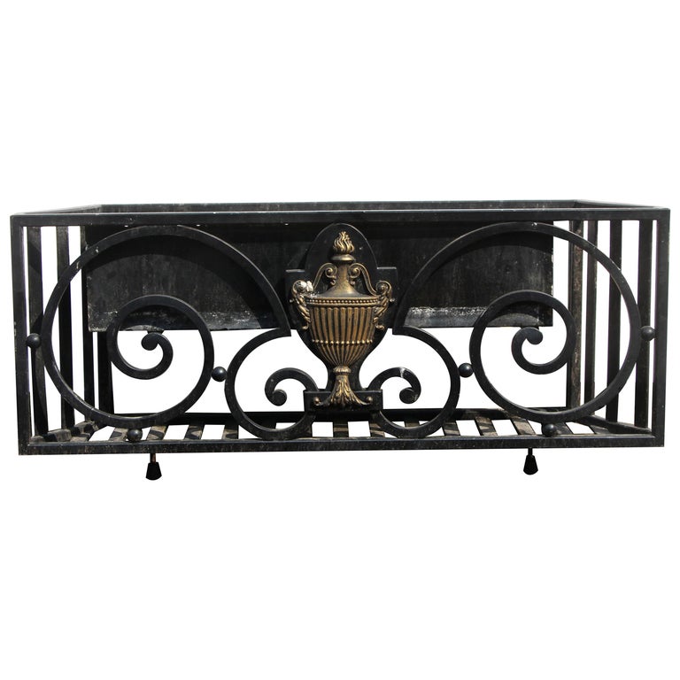 1920s Wrought Iron Window Exterior Flower Box with Georgian Urn Detail For  Sale at 1stDibs | wrought iron window boxes, wrought iron flower box, wrought  iron window planter
