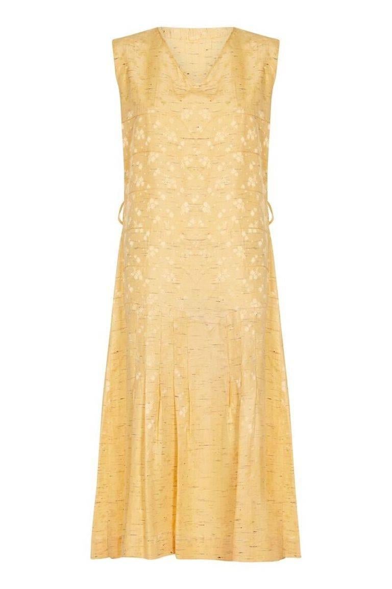 1920s Yellow Silk Flapper Dress With Matching Jacket For Sale at 1stDibs