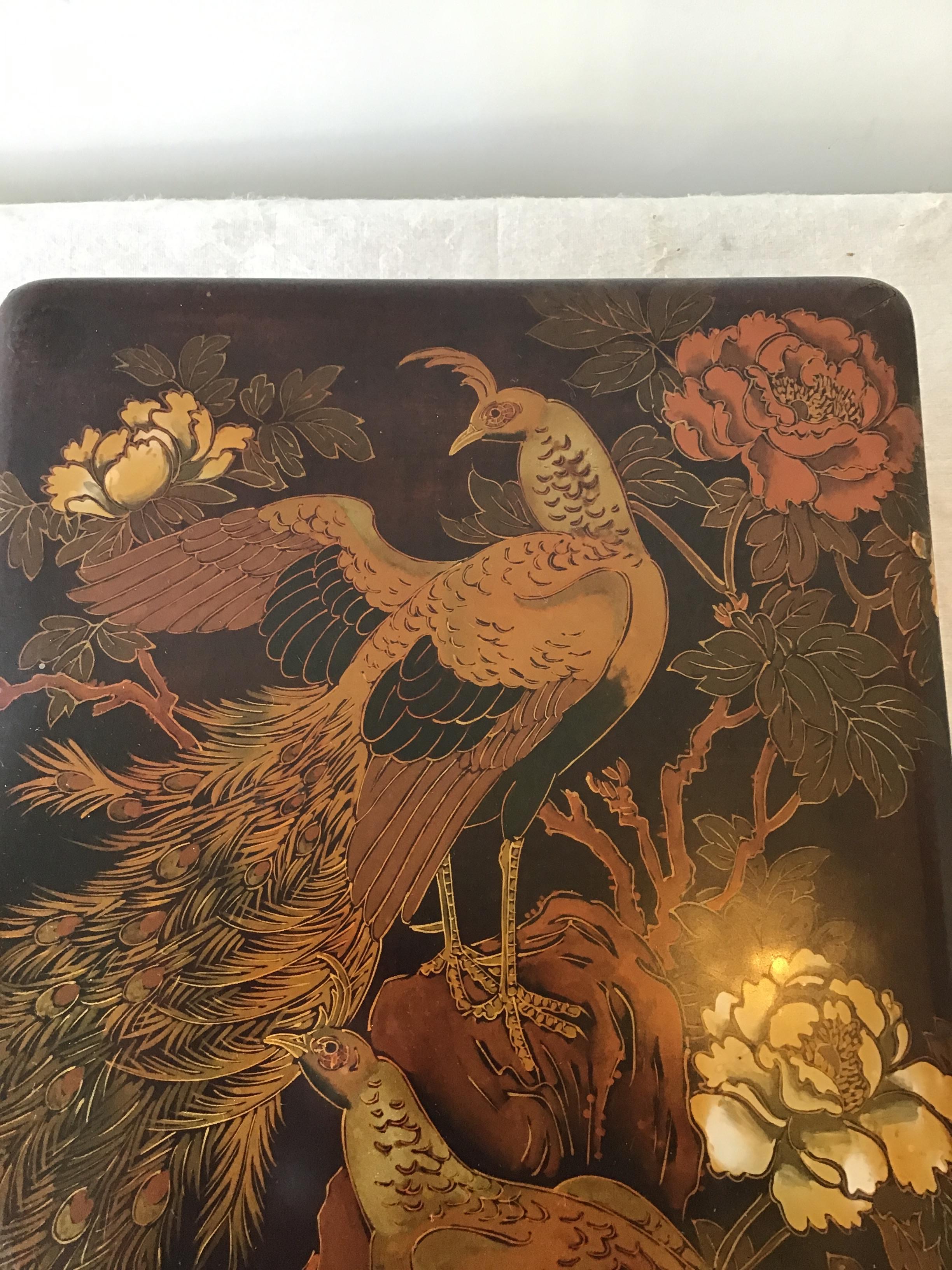 1920s Asian hand painted lacquered box.