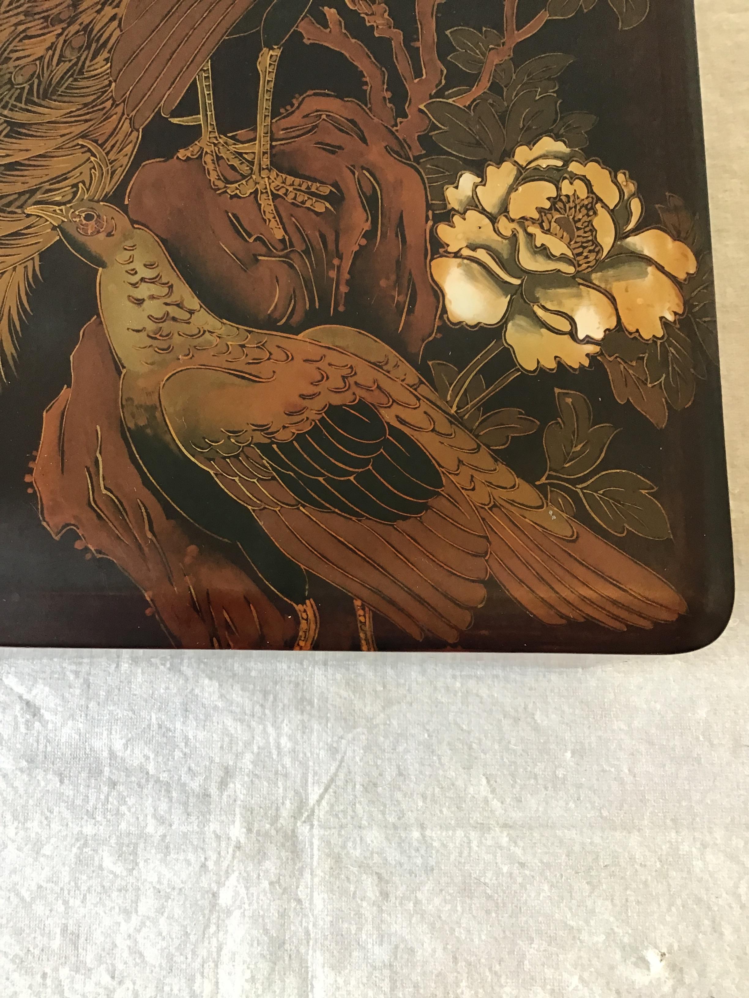 1920s Asian Hand Painted Lacquered Box In Good Condition In Tarrytown, NY