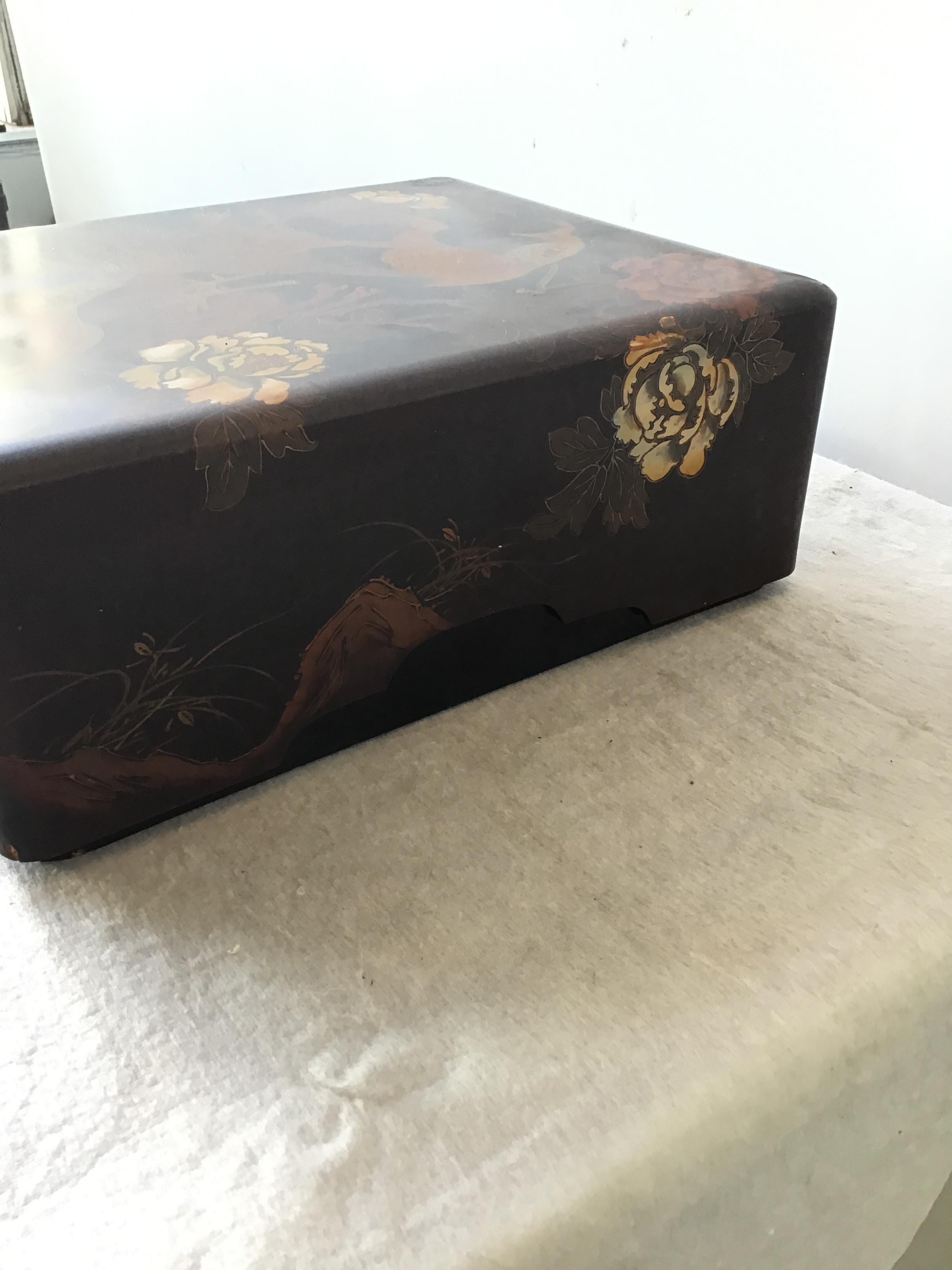 1920s Asian Hand Painted Lacquered Box 2
