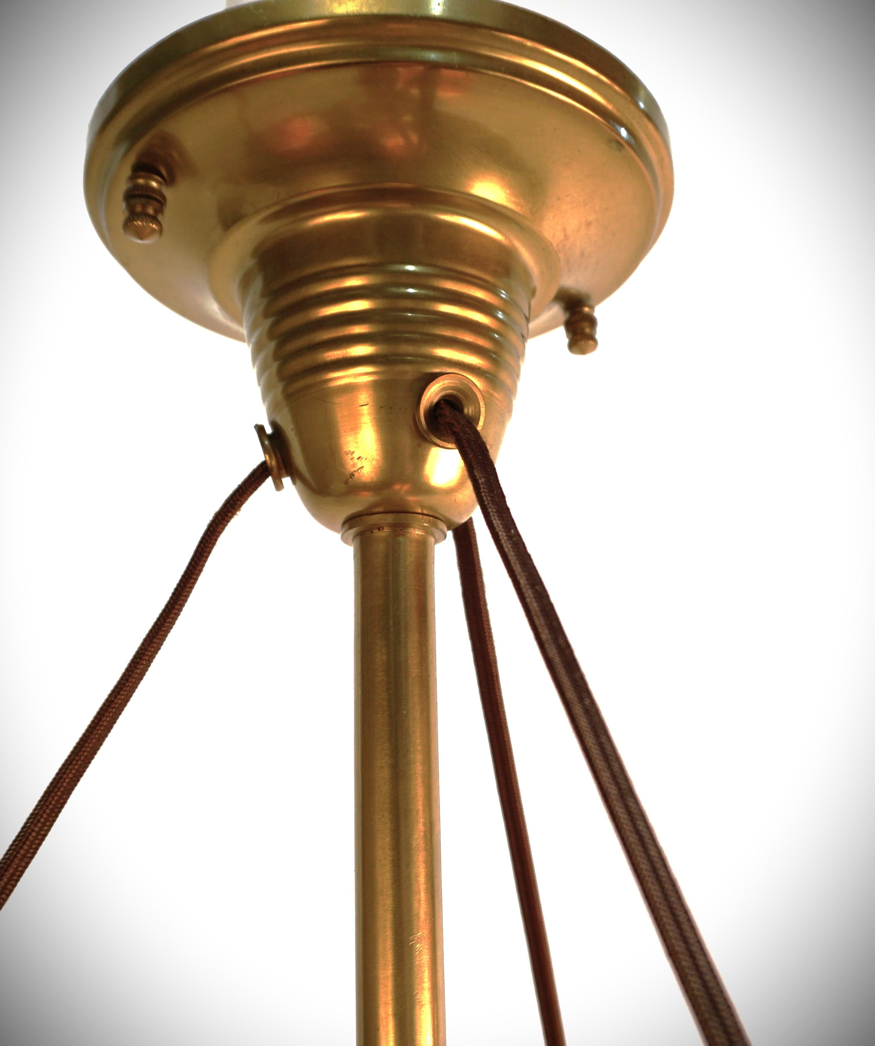 1920'sBlown Glass and Bronze Art Nouveau Chandelier In Good Condition For Sale In Fairfax, VA