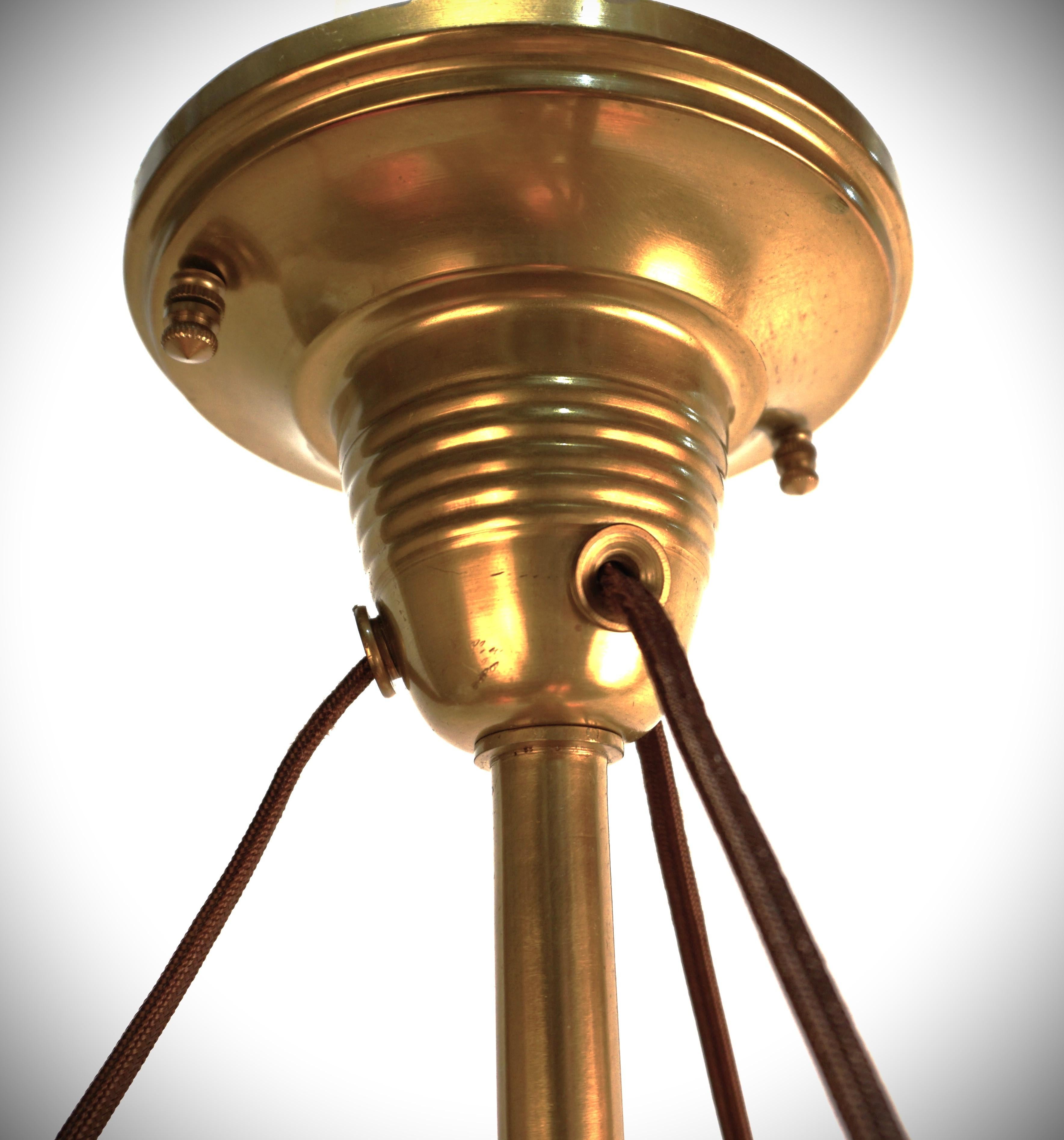 1920'sBlown Glass and Bronze Art Nouveau Chandelier For Sale 2
