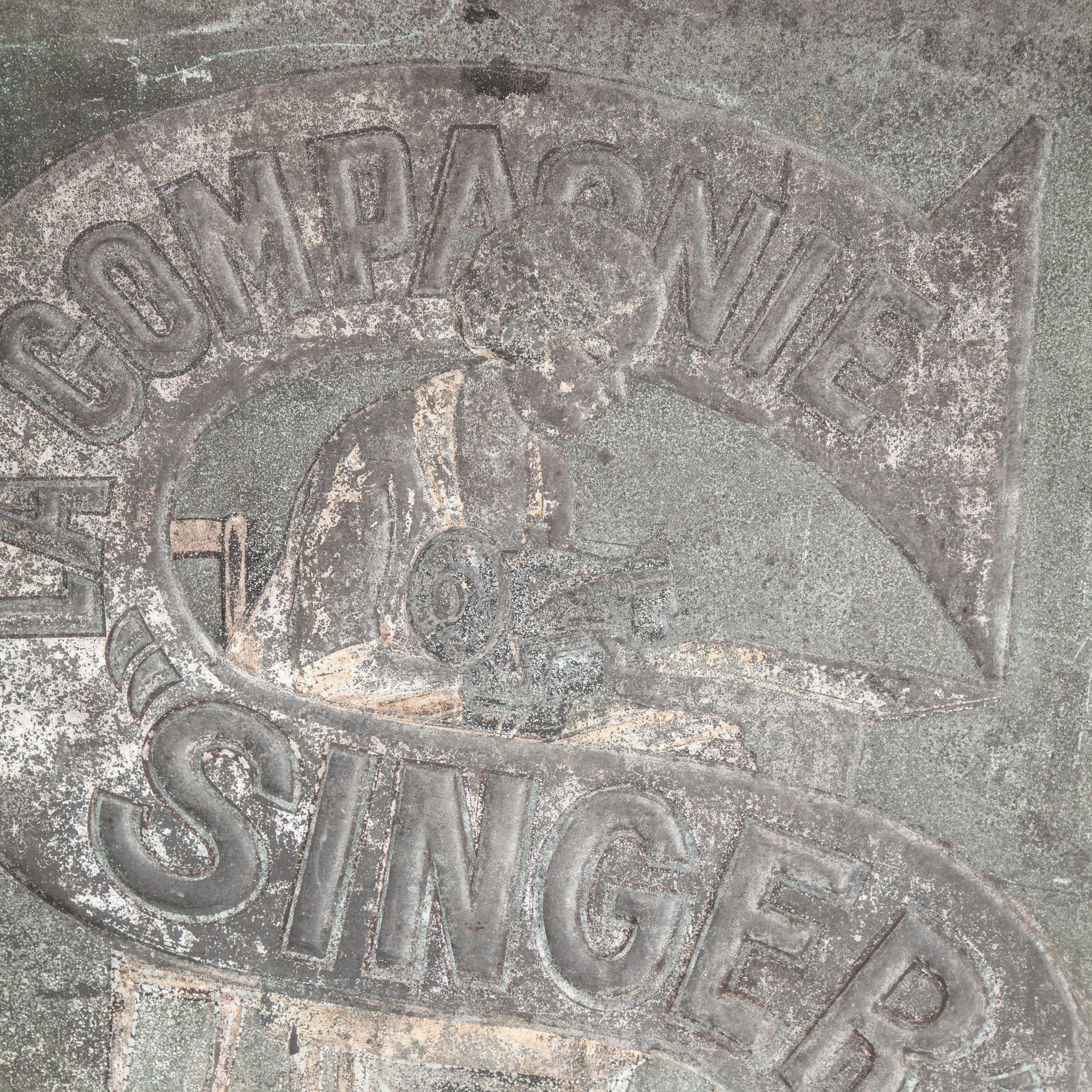 1920s French Singer Sewing Machine Industrial Galvanised Steel Advertising Sign 3