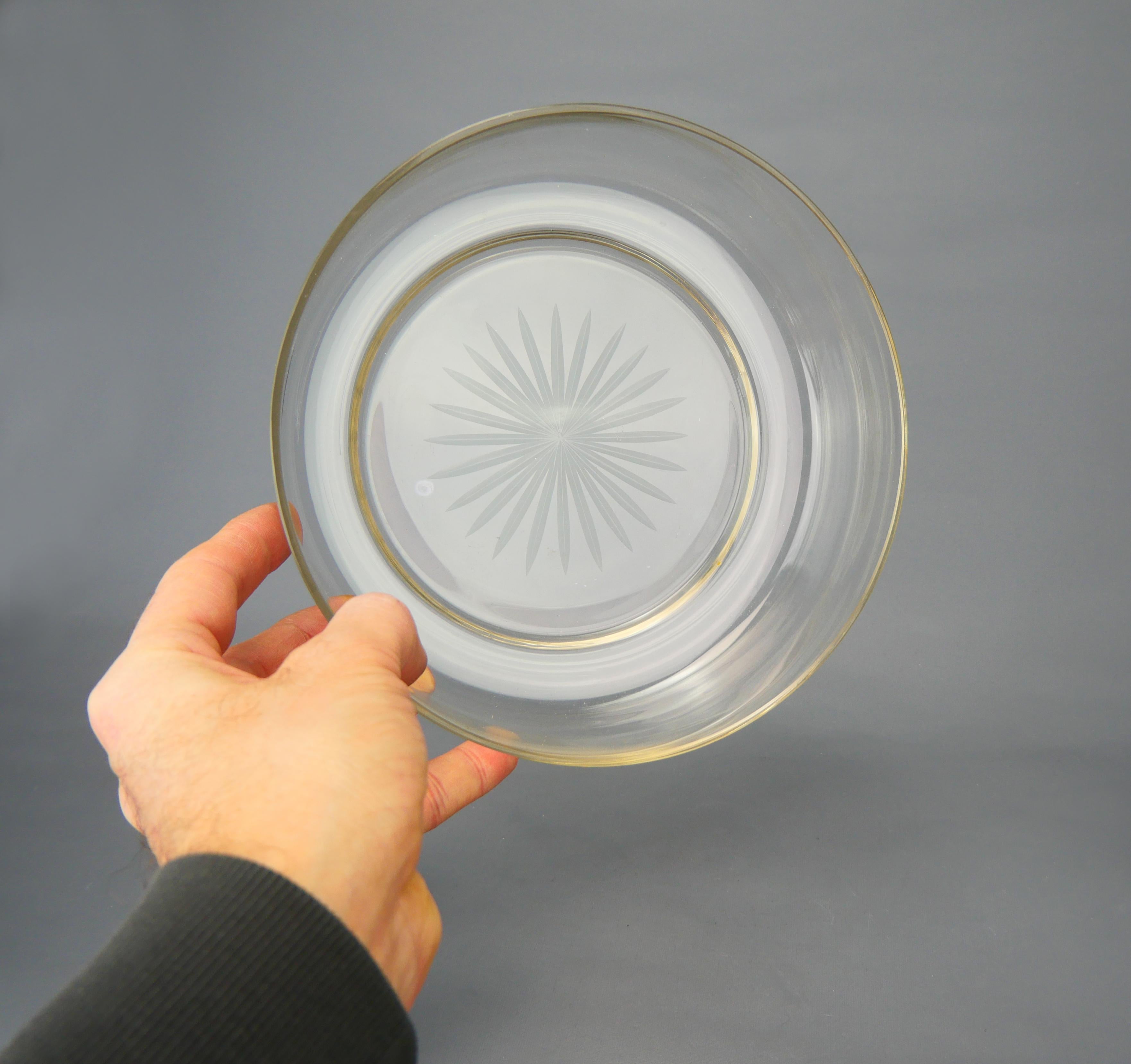 1921 Art Deco Bowl solid 830 Silver Cut Crystal Glass / 767 gr For Sale 5