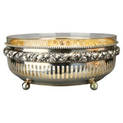 1921 Art-Déco-Schale aus massivem 830er Silberschliff-Kristallglas / 767 gr