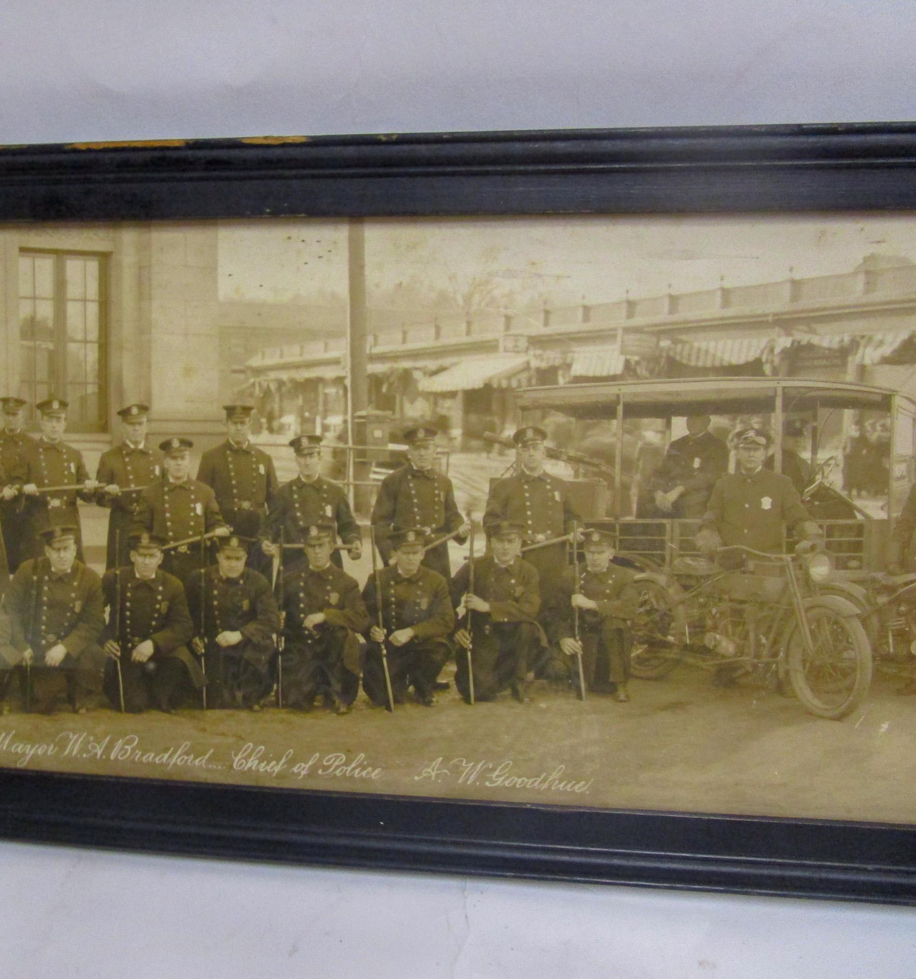 Photography Panoramic 1921 Black and White Police Force Riot Squad Quincy Mass 1