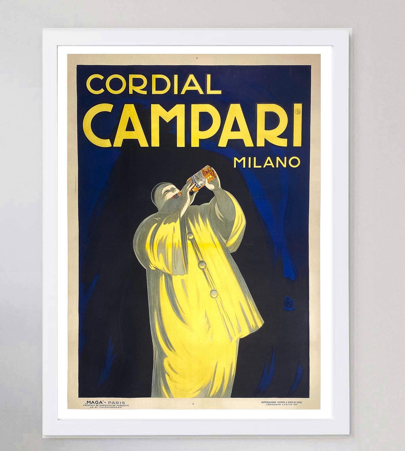 italien Affiche vintage d'origine Campari de 1921 - Cordial Campari Milano