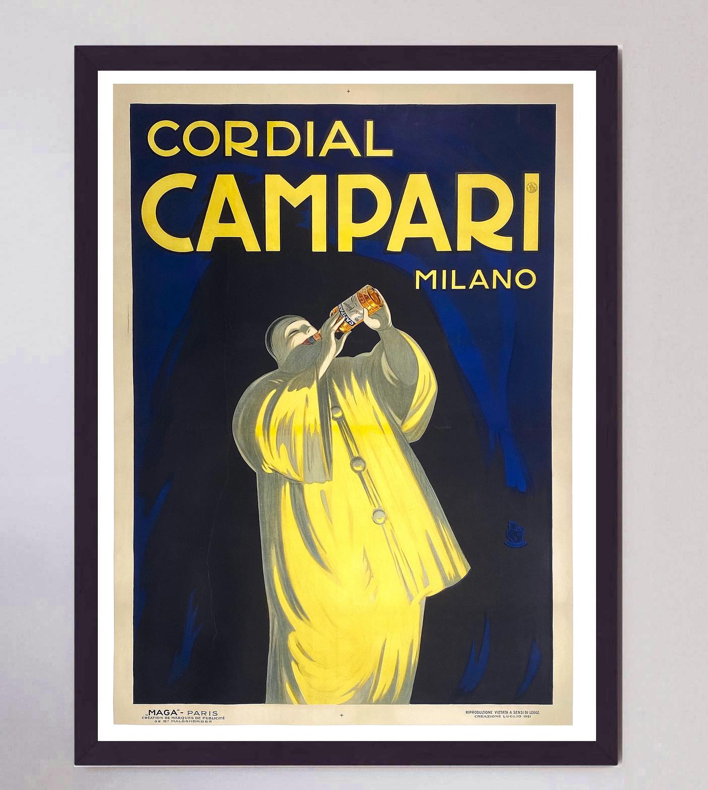 Affiche vintage d'origine Campari de 1921 - Cordial Campari Milano Bon état à Winchester, GB