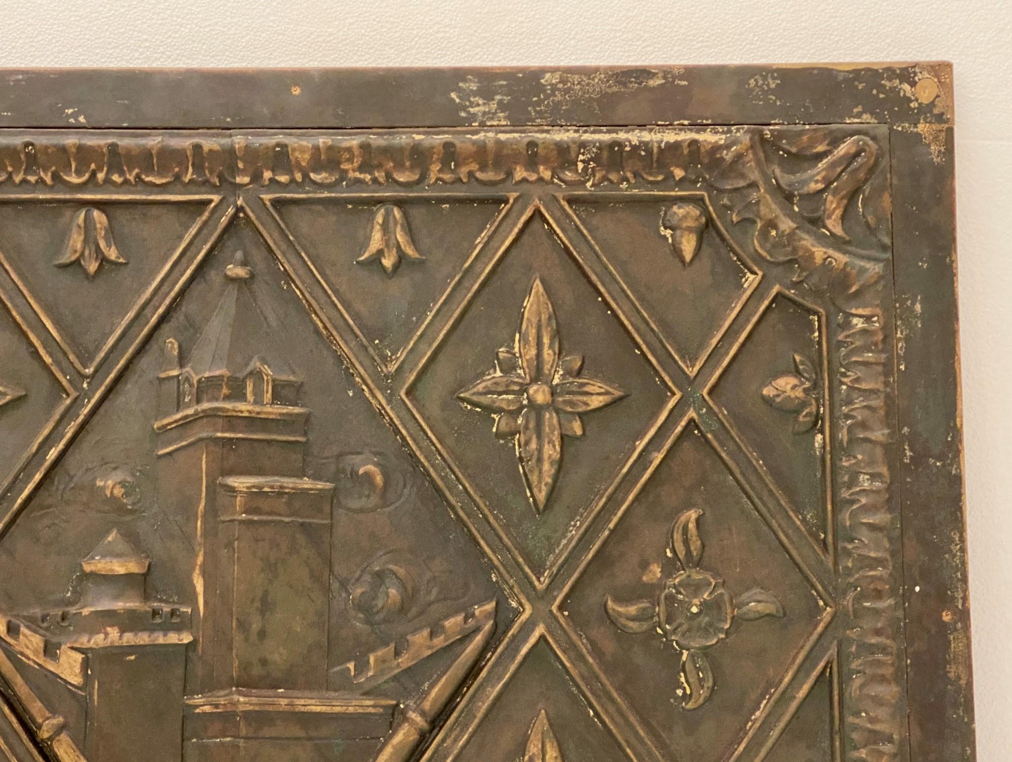 American 1921 Copper Panel Plaque from the NYC Crown Building Facade
