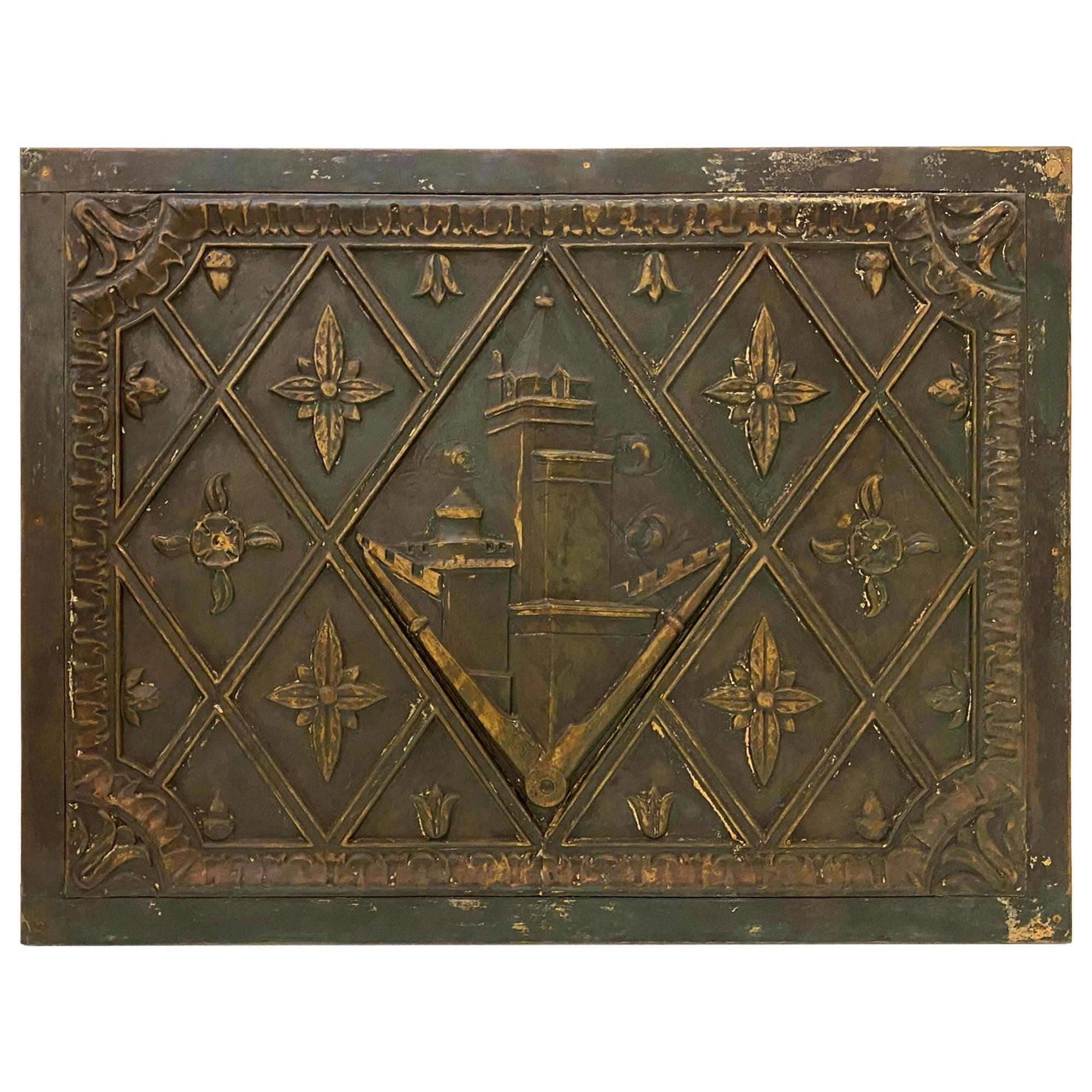 1921 Copper Panel Plaque from the NYC Crown Building Facade
