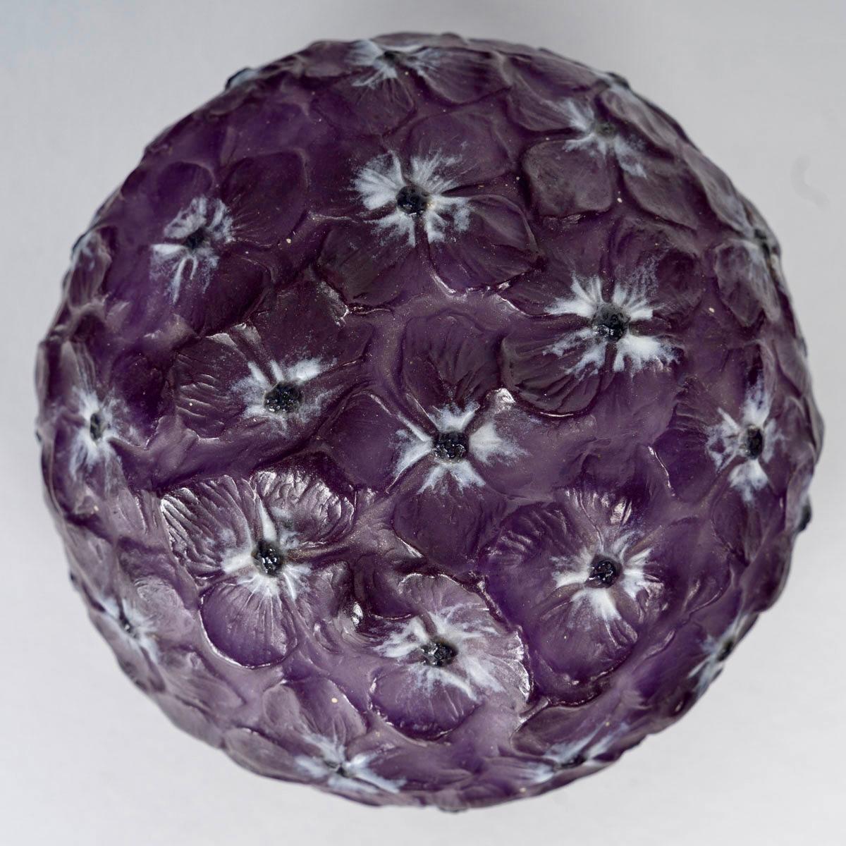 1921 Gabriel Argy Rousseau - Schachtel Hortensias Hydrangeas Glas Pate De Verre (Art déco)