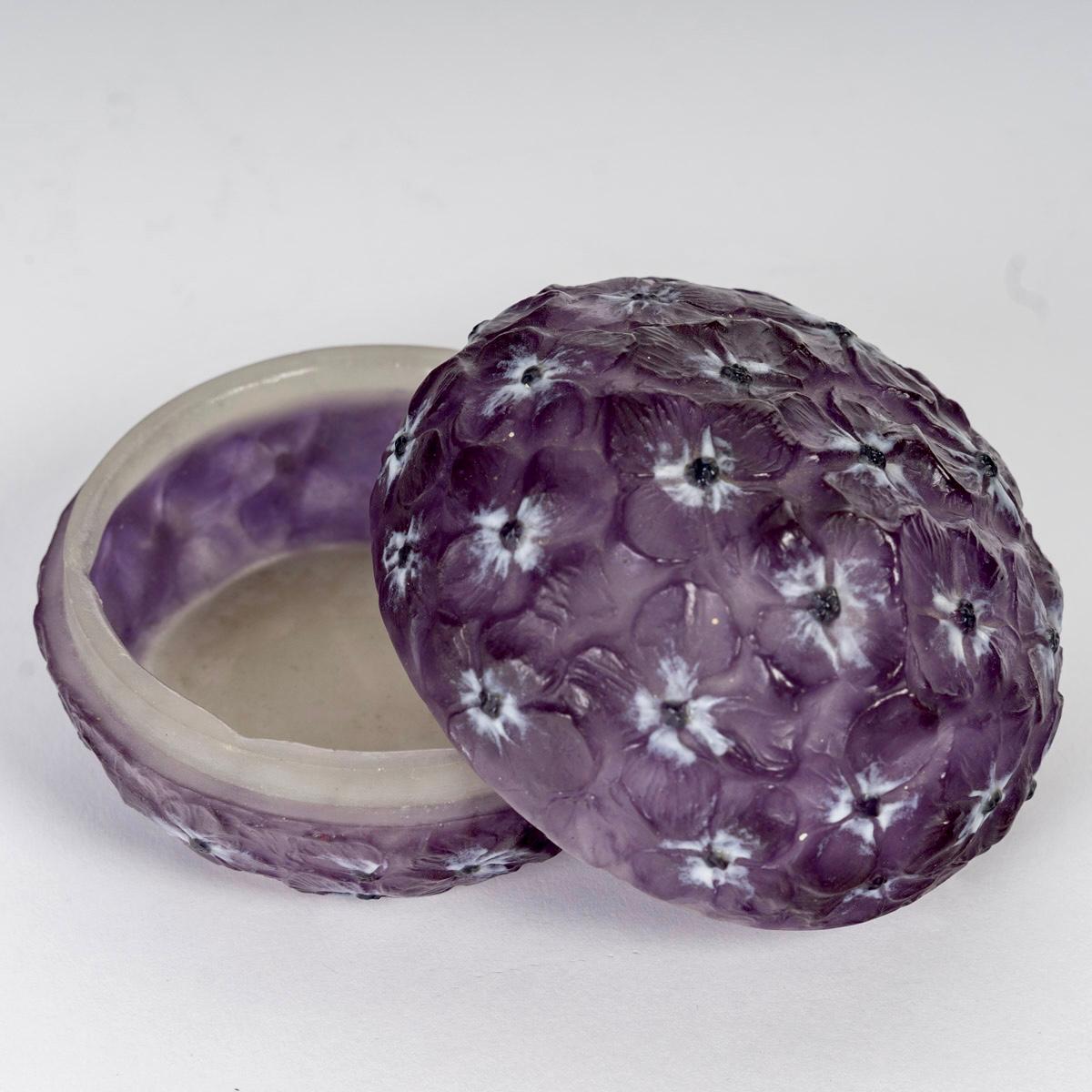1921 Gabriel Argy Rousseau - Schachtel Hortensias Hydrangeas Glas Pate De Verre (Französisch)
