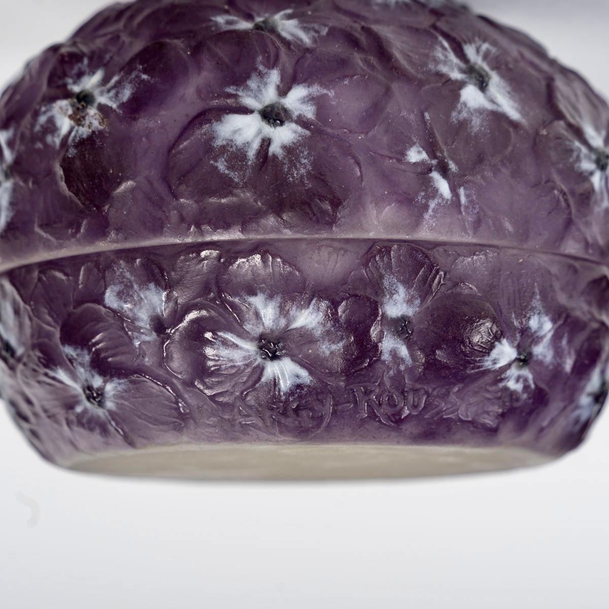 1921 Gabriel Argy Rousseau - Schachtel Hortensias Hydrangeas Glas Pate De Verre (Geformt)
