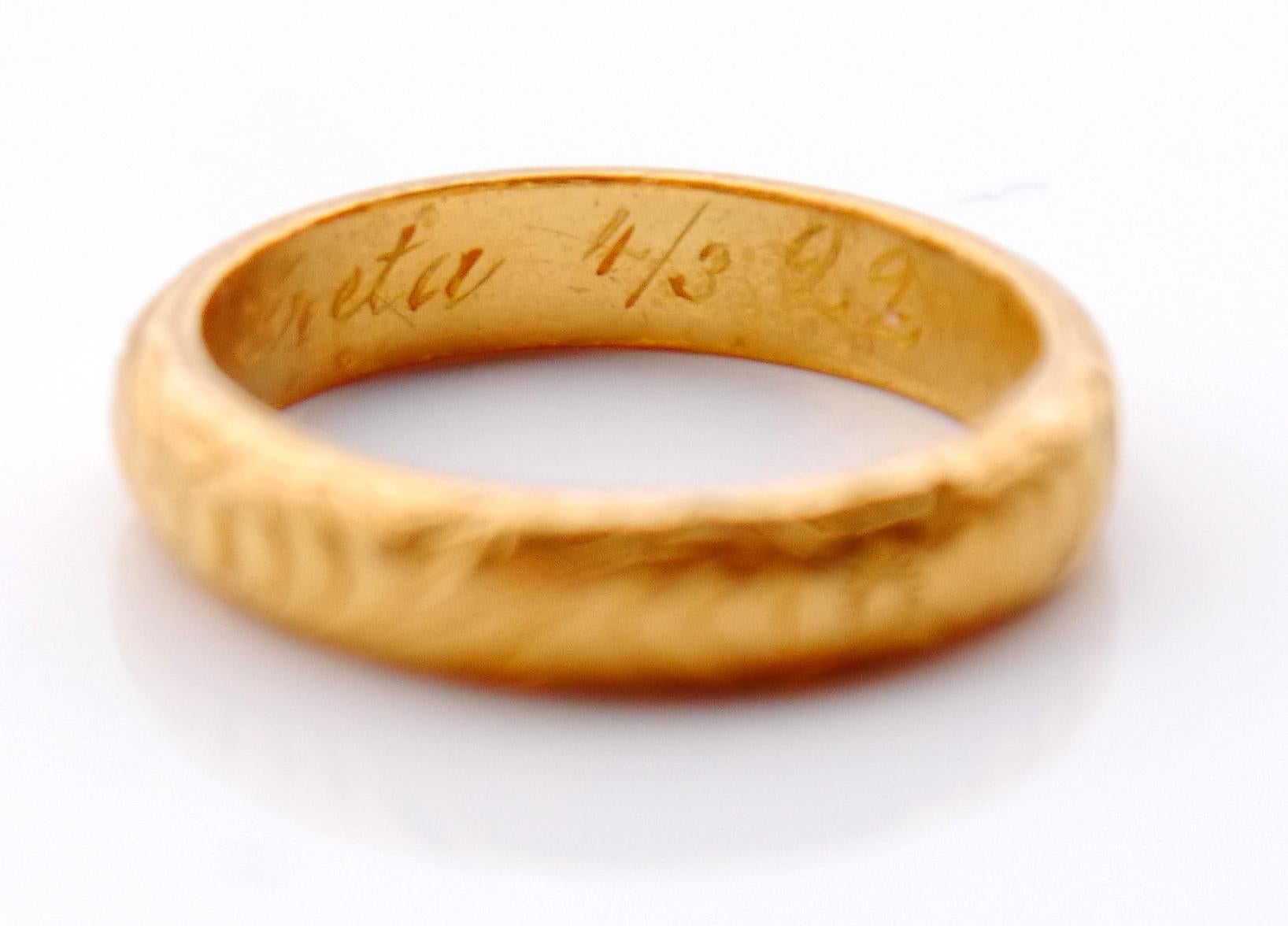 1921 Greta's Wedding Ring solid 23K Gold Ø US 5.5/ 5.6gr For Sale 7