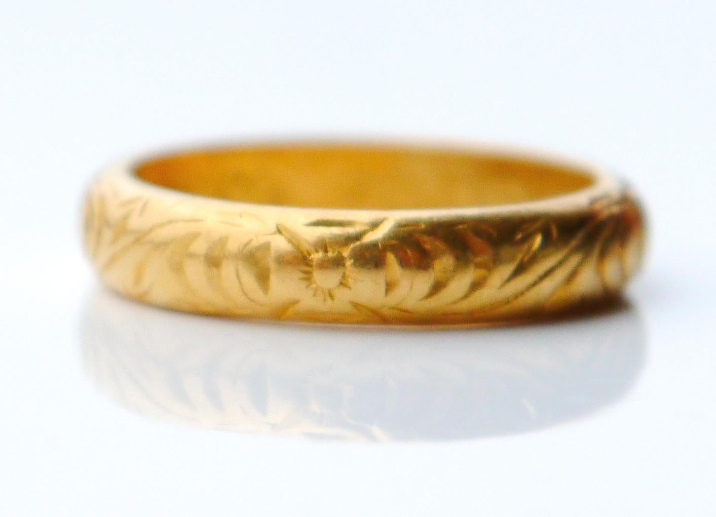 Art Nouveau 1921 Greta's Wedding Ring solid 23K Gold Ø US 5.5/ 5.6gr For Sale