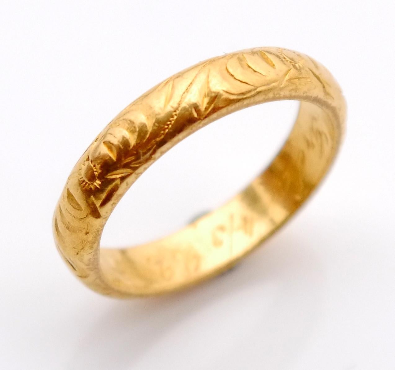 1921 Greta's Wedding Ring solid 23K Gold Ø US 5.5/ 5.6gr For Sale 1