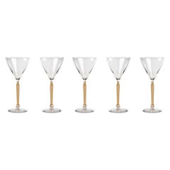 1921 Lalique France Set of 5 Glasses Clos Sainte-Odile with Sepia Patina