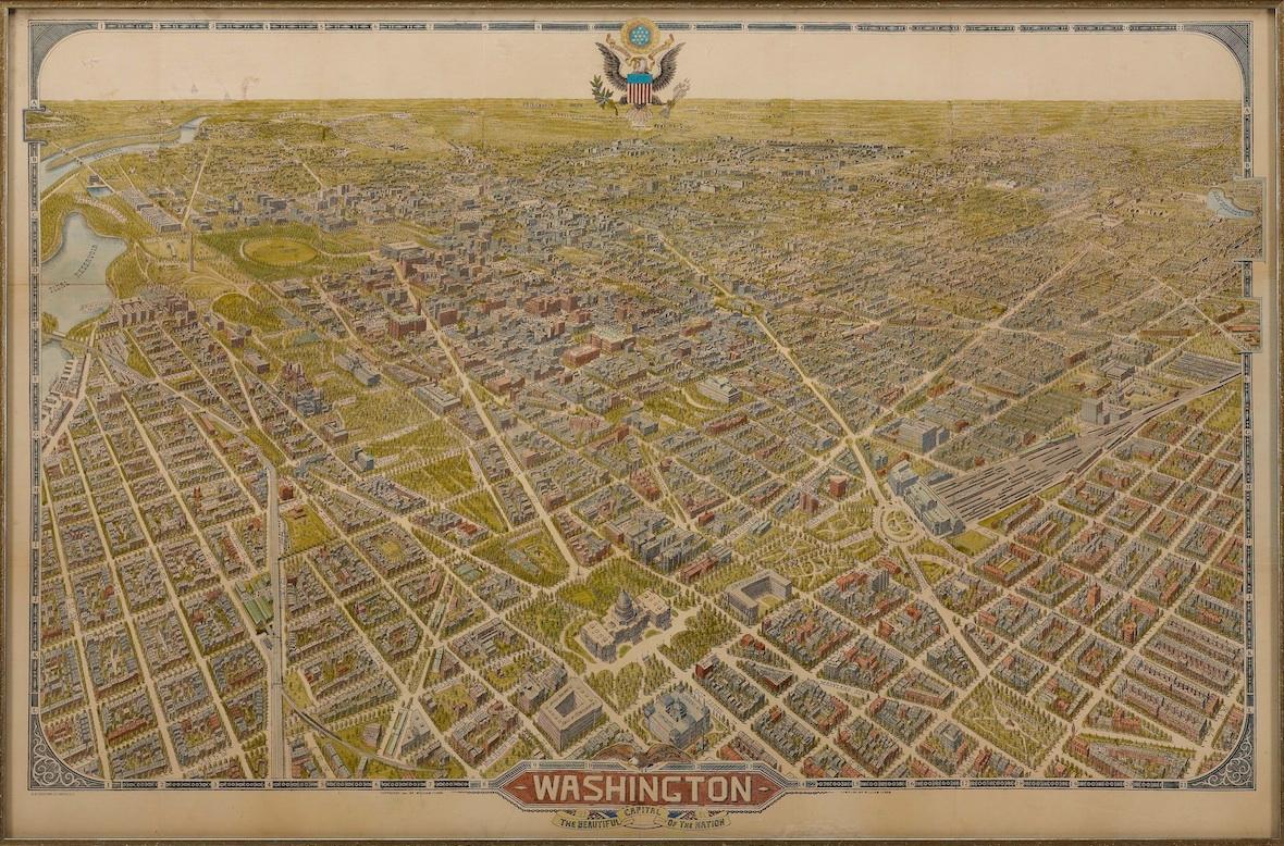 American 1921 Washington, D.C Bird's Eye View, by William Olsen, Vintage Map