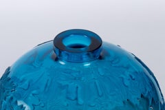 1921 Rene Lalique Acanthes Vase in Electric Blue Glass
