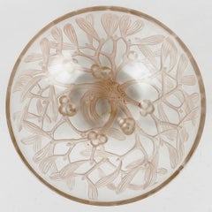 1921 René Lalique -Bowl Gui Mistletoe Glass with Sepia Patina