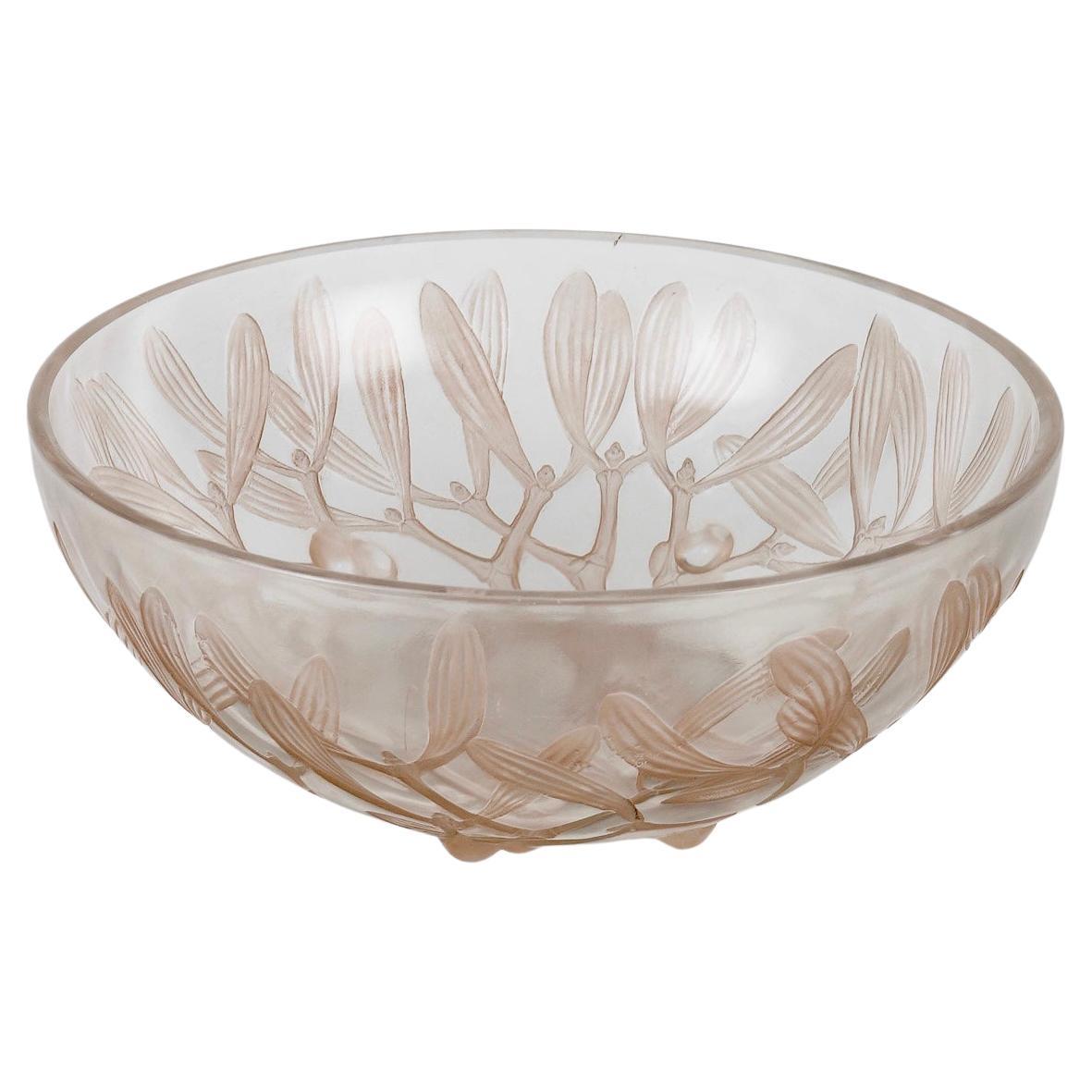 1921 René Lalique -Bowl Gui Mistletoe Glass with Sepia Patina