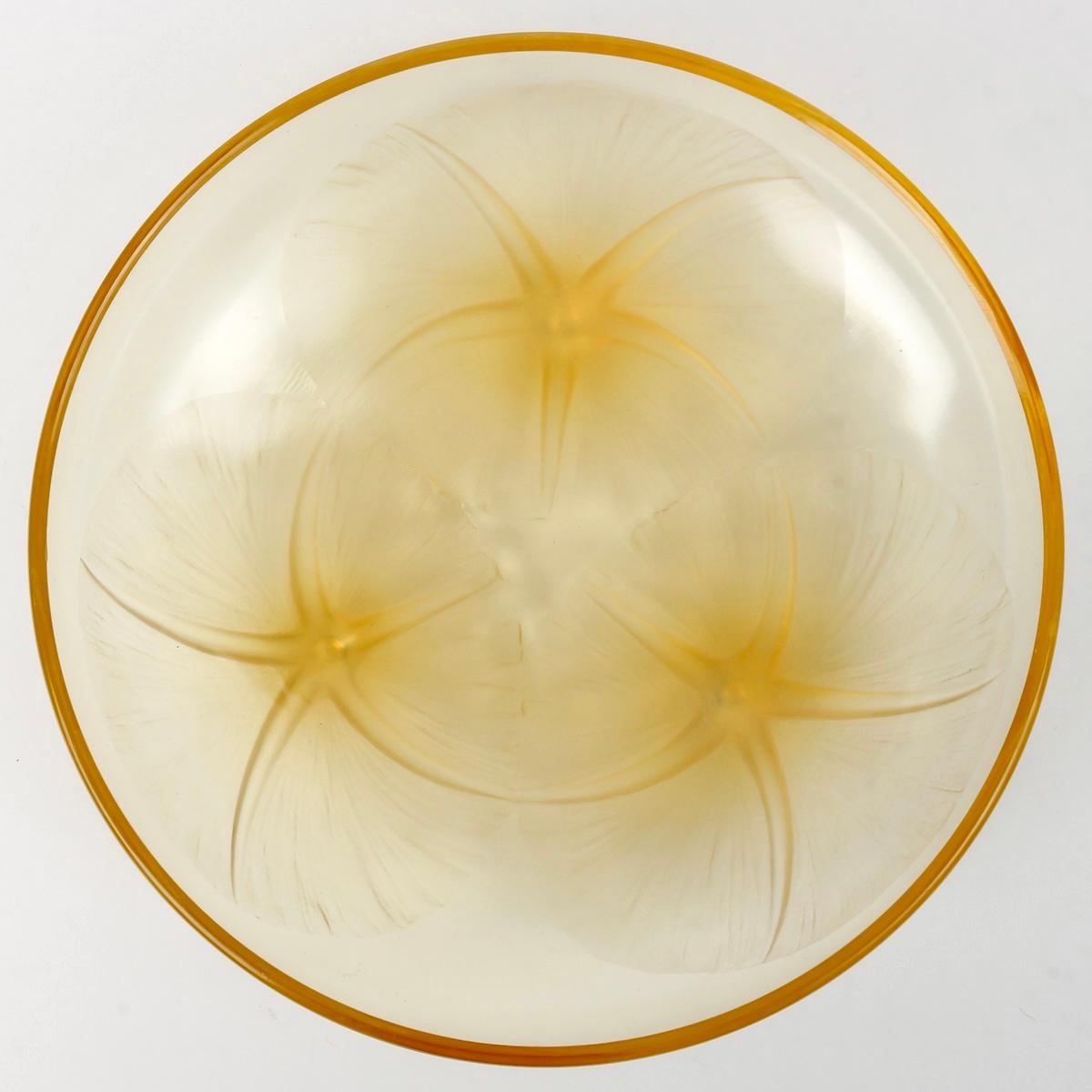 Art Deco 1921 René Lalique, Bowl Volubilis Yellow Opalescent Glass For Sale