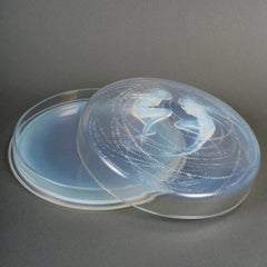 1921 René Lalique - Box Deux Sirènes Mermaids Orange Opalescent Glass