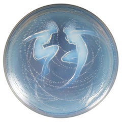 1921 René Lalique - Box Deux Sirènes Mermaids Orange Opalescent Glass