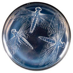 1921 René Lalique Box Jar Libellules Opalescent, Dragonflies