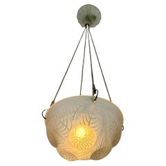 1921 René Lalique Ceiling Light Chandelier Dahlias Frosted Glass