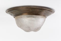 1921 Rene Lalique Dahlias Ceiling Light Fixture Shade Frosted Glass