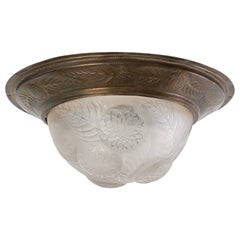 1921 Rene Lalique Dahlias Ceiling Light Fixture Shade Frosted Glass 