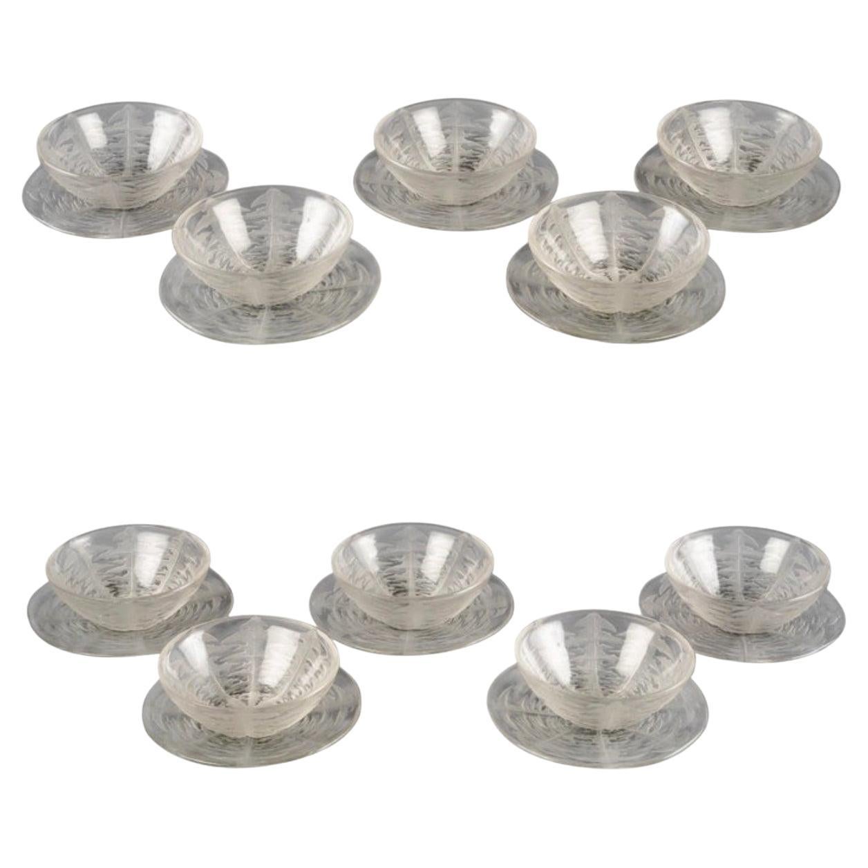1921 René Lalique - Vajilla 10 Platos 10 Cuencos Pissenlit Vidrio Diente de León