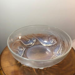 1921 René Lalique Ondines Bowl Opalescent Glass, Swimming Mermaid