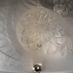 1921 René Lalique Pair of Lamps Dahlias Frosted Glass Nickel-plated Bronze Feet
