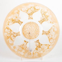 1921 René Lalique Pair of Vases Glass Plates Frosted Glass and Sepia Patina