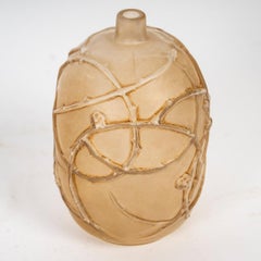 1921 René Lalique - Vase Eglantines Frosted Glass with Sepia Patina
