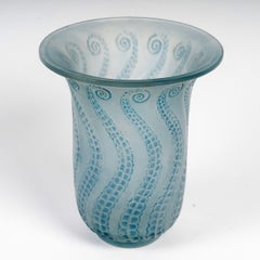 1921 René Lalique Vase Meduse Medusa Glass with Blue Patina