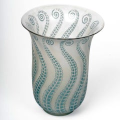 1921 René Lalique Vase Meduse Medusa Glass with Blue Patina