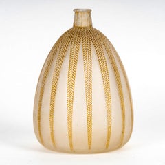 1921 René Lalique Vase Verre Mimosa avec Patine Sépia