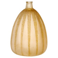 1921 René Lalique Vase Verre Mimosa avec Patine Sépia