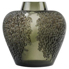 1921 René Lalique - Vase Poivre Pepper Grey Topaz Glass with Black Patina